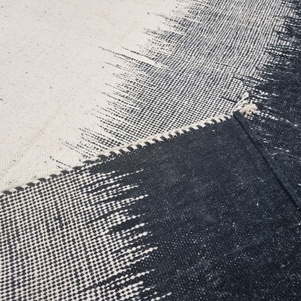 Abstract Black and white Kilim rug