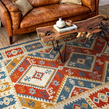 Authentic hand woven indian kilim rug