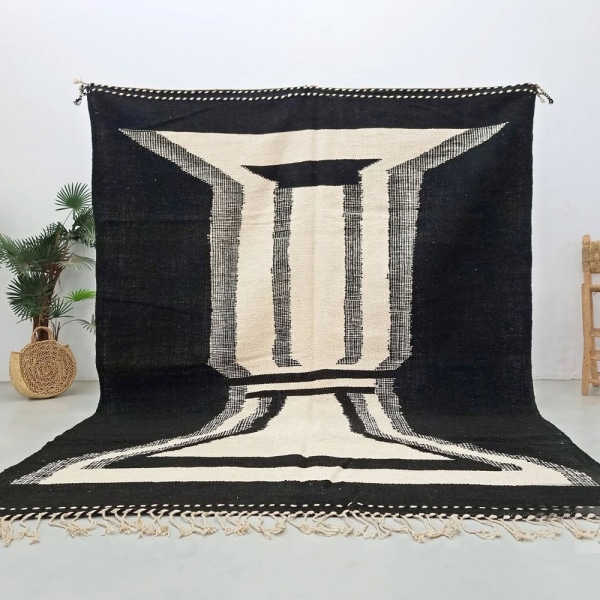 Black Tribal Zanafi kilim rug