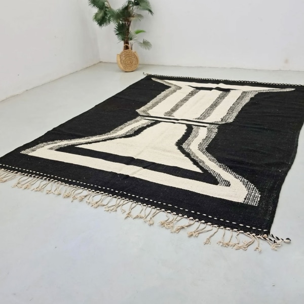 Black Tribal Zanafi kilim rug