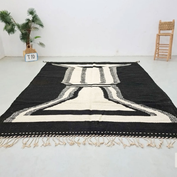 Black Tribal Zanafi kilim rug