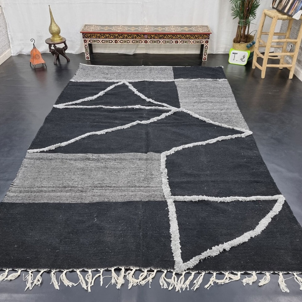 Black Zanafi Moroccan kilim rug