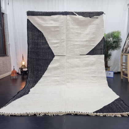 Black and white Moroccan kilim rug