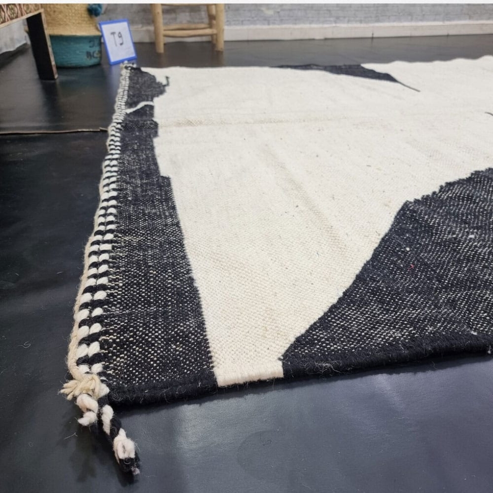 Black and white Moroccan kilim rug