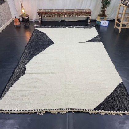 Black and white Moroccan kilim rug