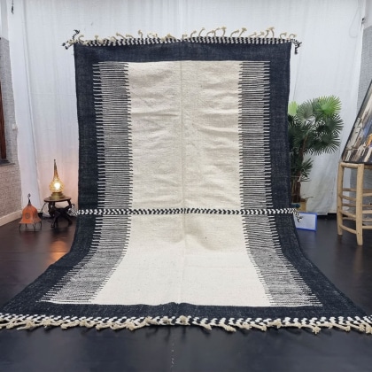 Black and white area kilim Zanafi rug