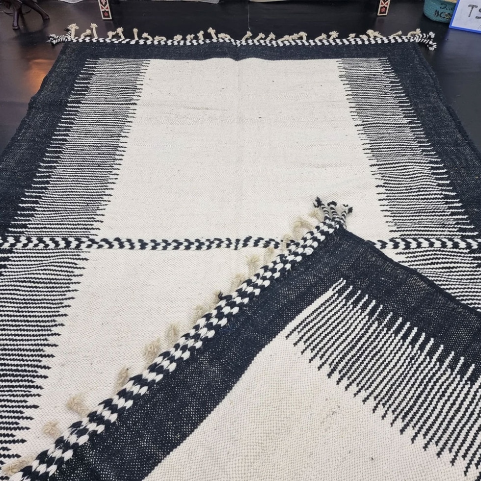 Black and white area kilim Zanafi rug