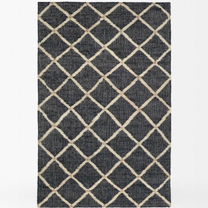 Black and white diamond area kilim rug