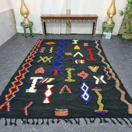 Black kilim Berber rug