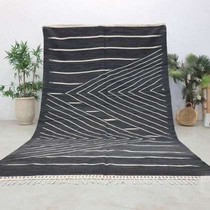 Black kilim flatweave Berber rug