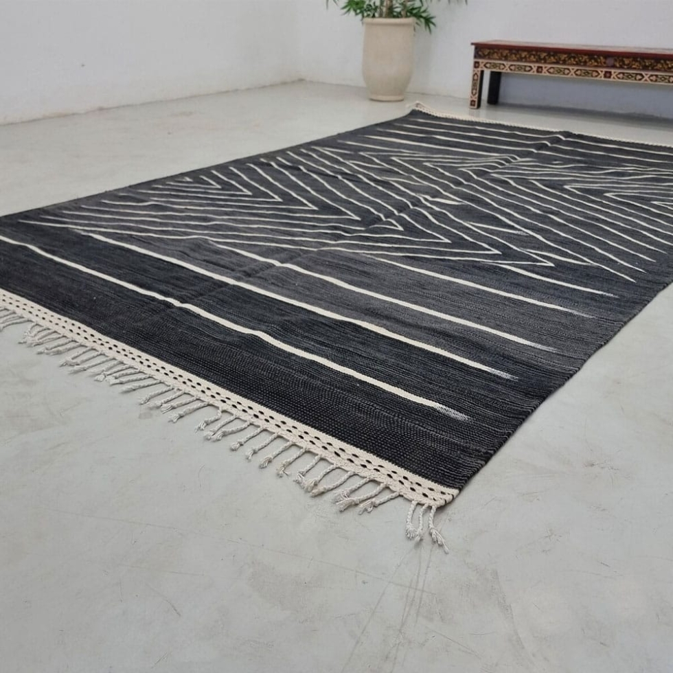 Black kilim flatweave Berber rug