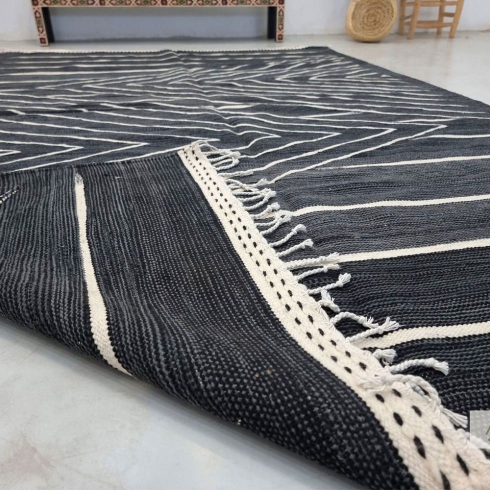 Black kilim flatweave Berber rug