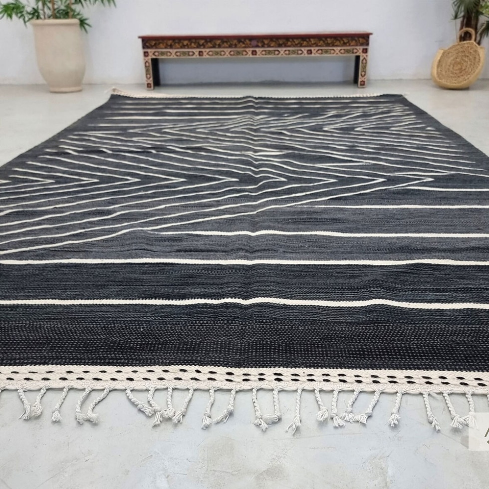 Black kilim flatweave Berber rug