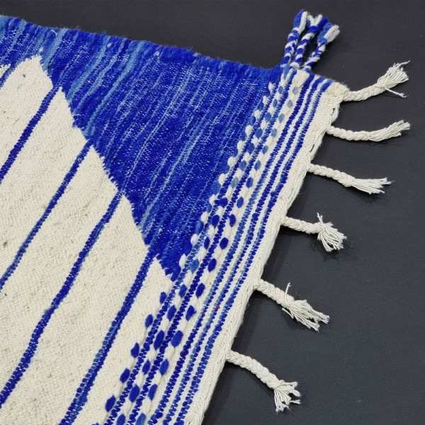 Blue and white Berber kilim rug