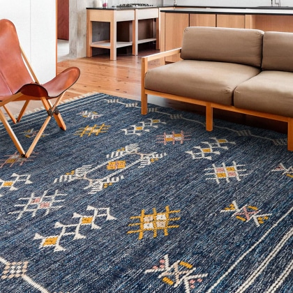 Blue denim Ethnic kilim area rug