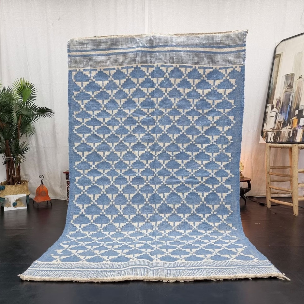 Blue diamond kilim Moroccan rug