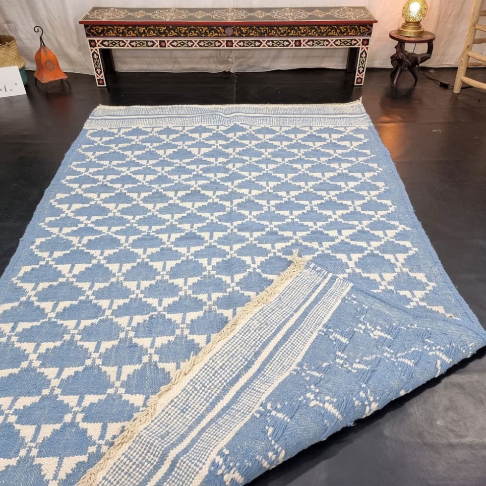 Blue diamond kilim Moroccan rug