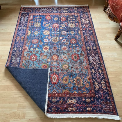 Blue oriental kilim style washable rug