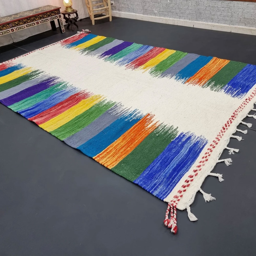 Bright coloured kilim Moroccan rug