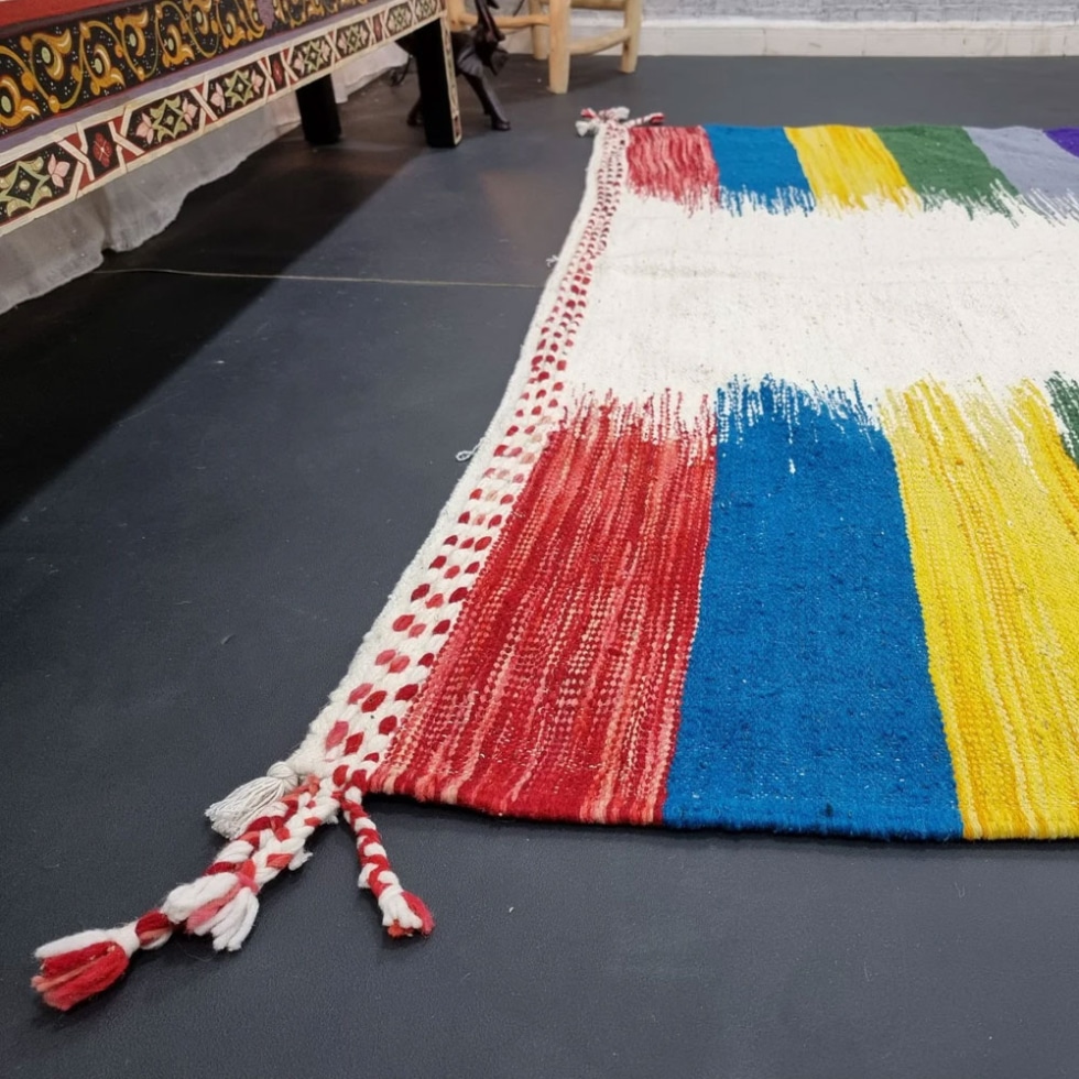 Bright coloured kilim Moroccan rug