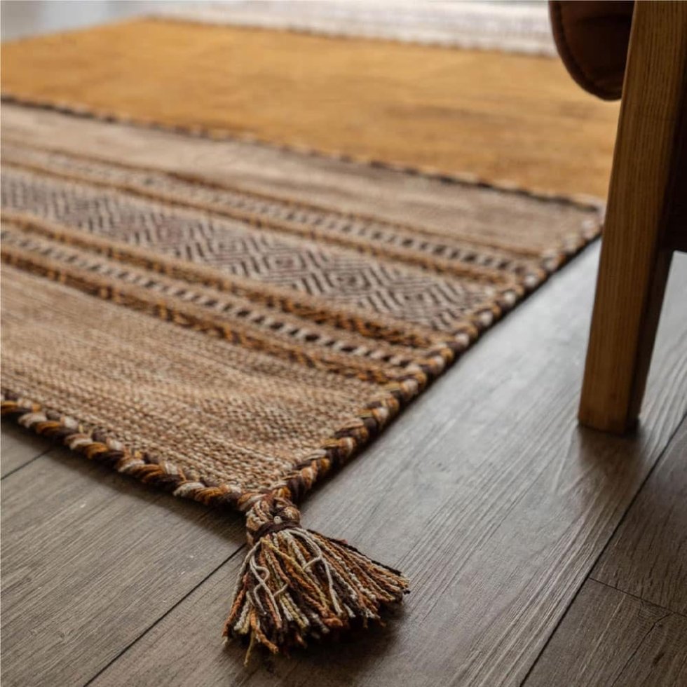 Brown Indian kilim rug