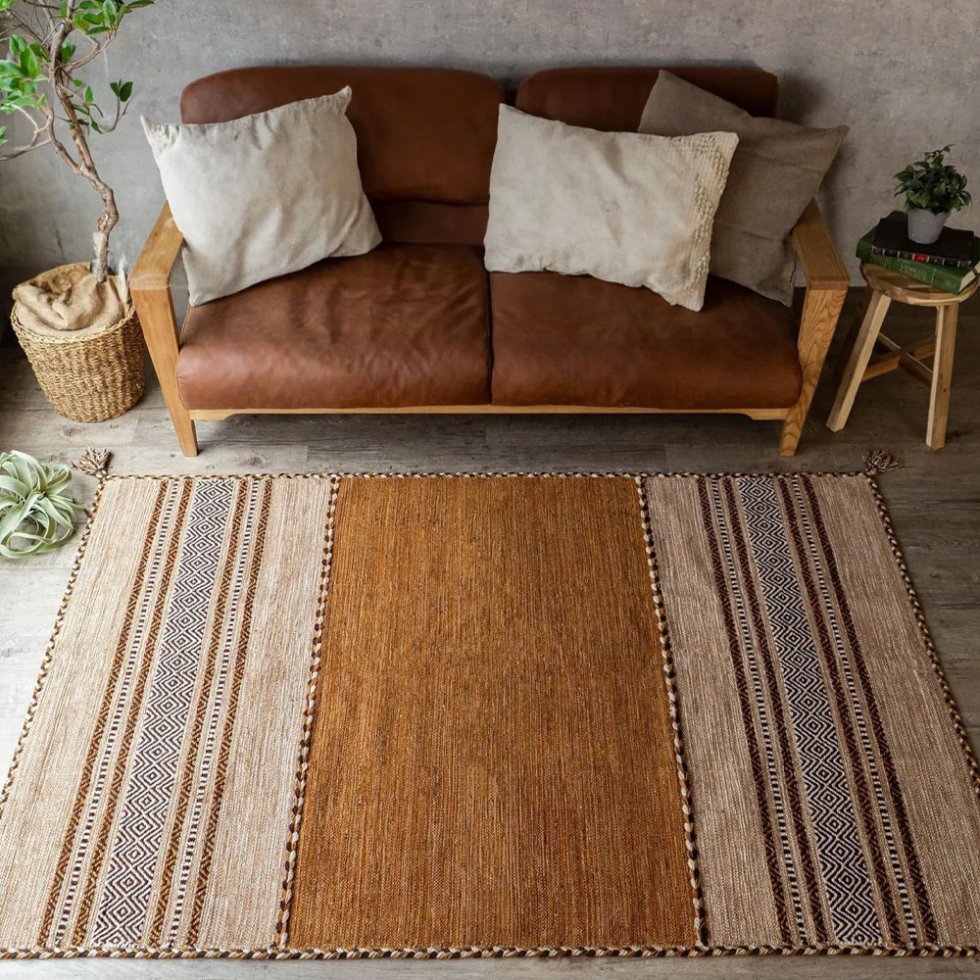 Brown Indian kilim rug
