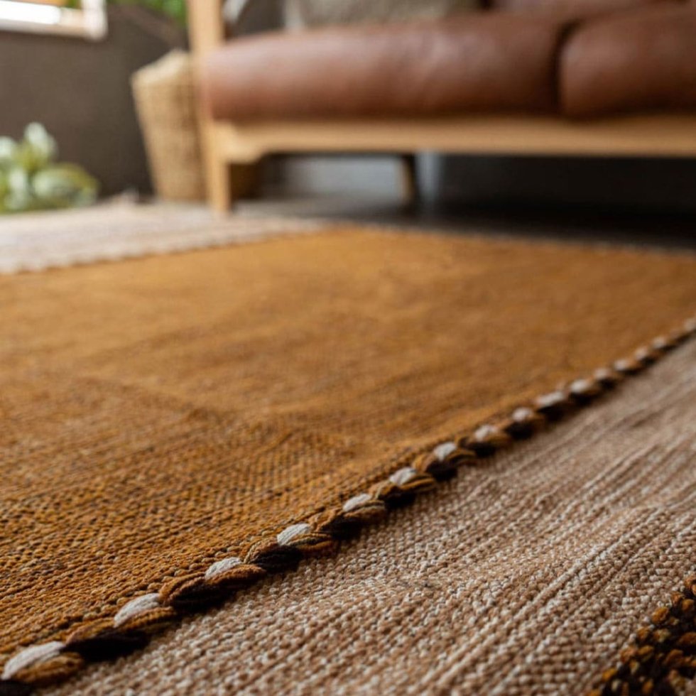 Brown Indian kilim rug