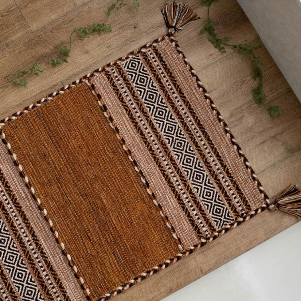 Brown Indian kilim rug