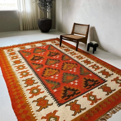 Christmas inspired indian kilim rug