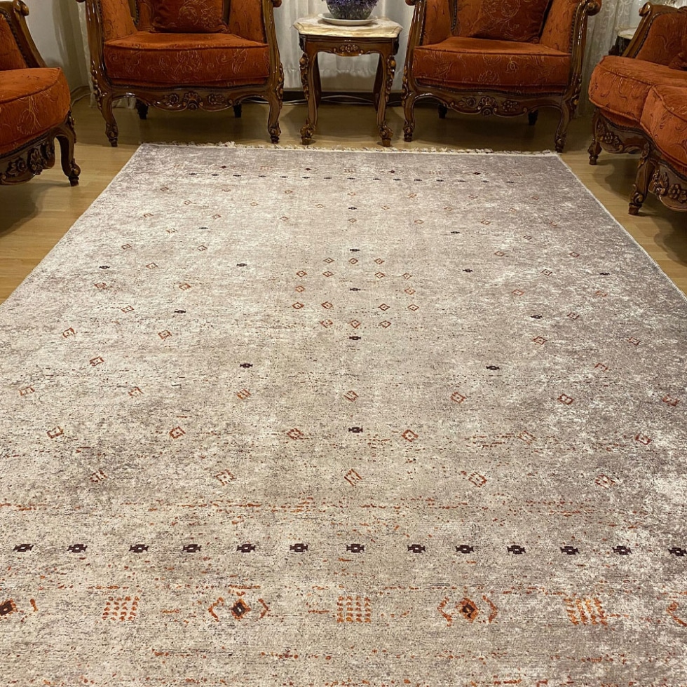 Cream and grey abstract rug