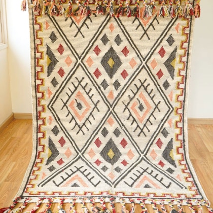 Flat weave kilim wool and coton rug