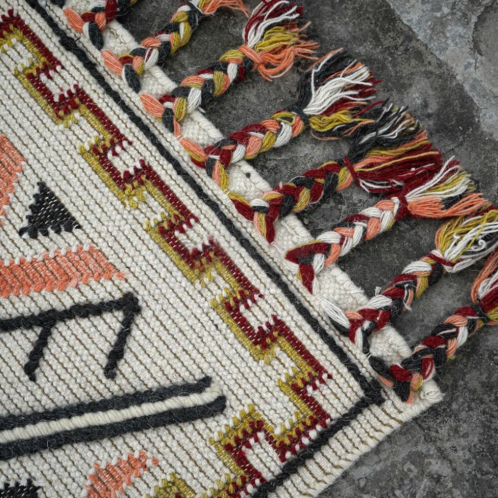 Flat weave kilim wool and coton rug