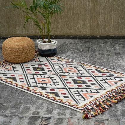 Flat weave kilim wool and coton rug