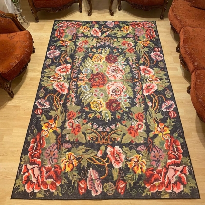 Floral kilim style washable rug