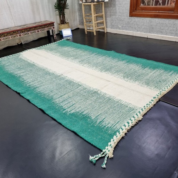 Green vintage moroccan kilim rug