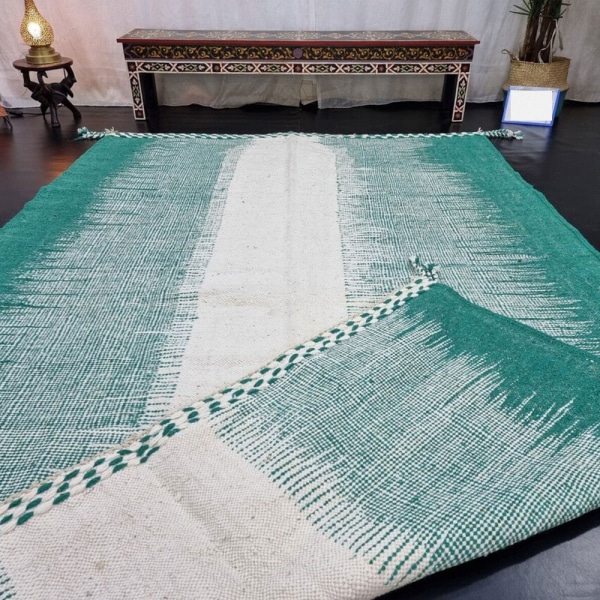 Green vintage moroccan kilim rug