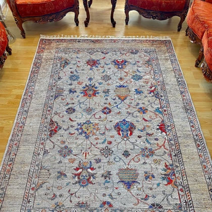 Grey Turkish kilim style washable Rug