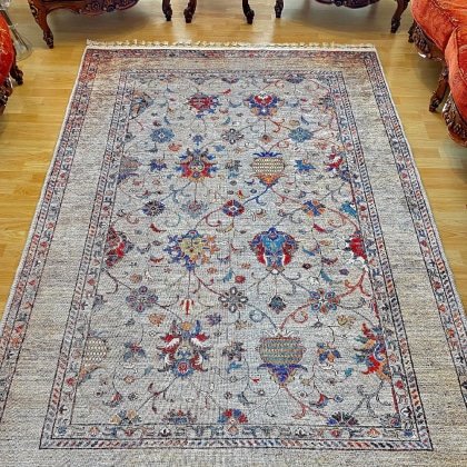 Grey Turkish kilim style washable Rug