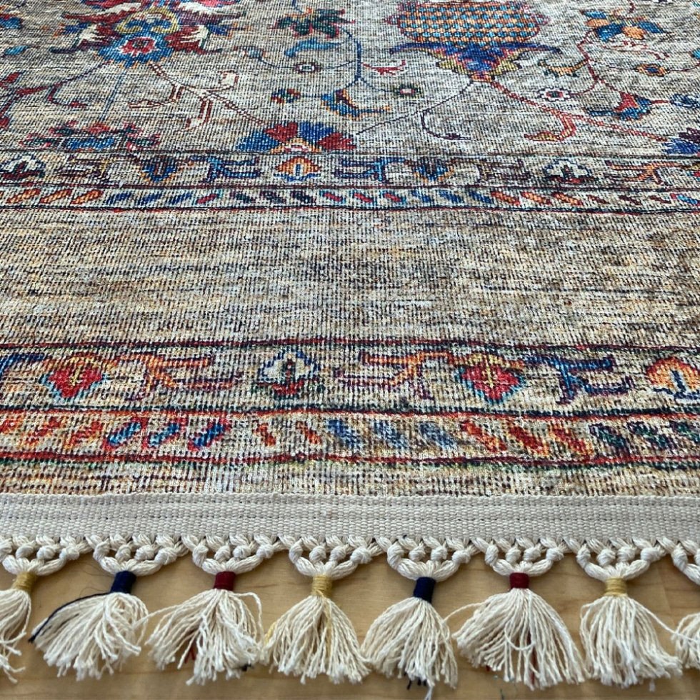 Grey Turkish kilim style washable Rug