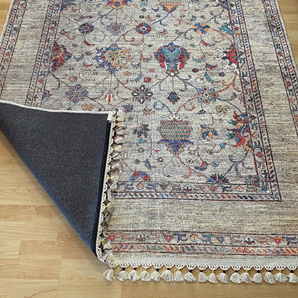 Grey Turkish kilim style washable Rug