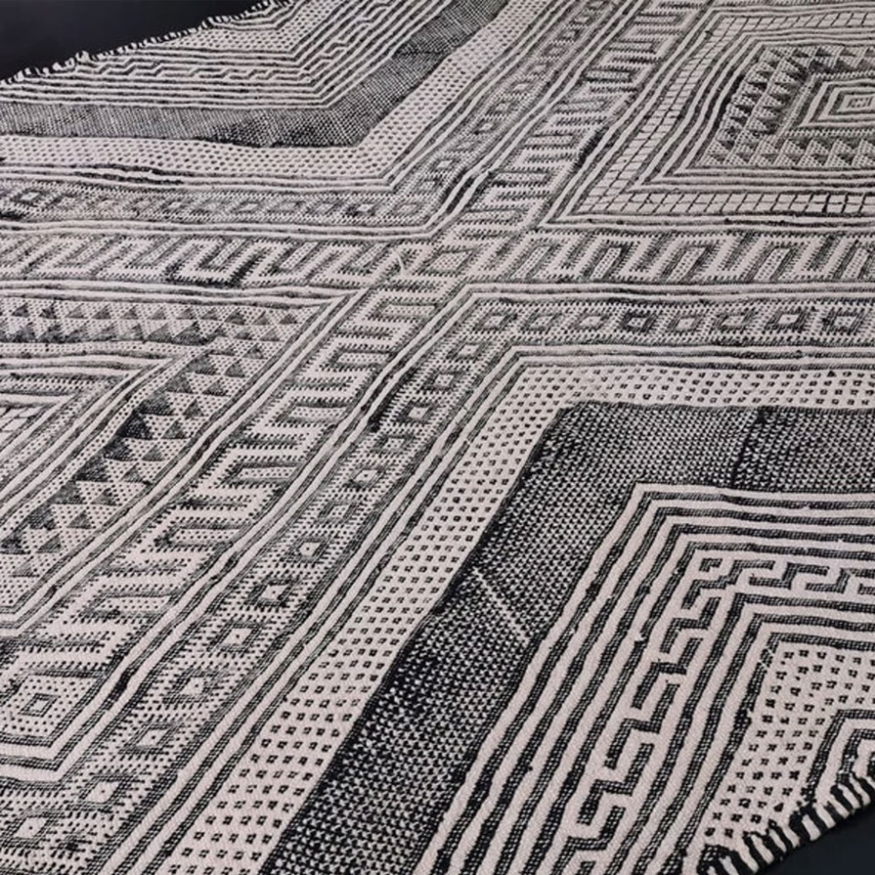 Grey geometric kilim berber rug