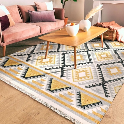 Handwoven Bright Diamond indian kilim rug