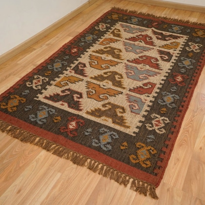 Jute Wool Ethnic Kilim Rug