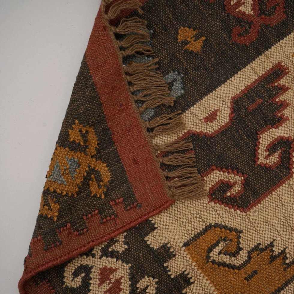 Jute Wool Ethnic Kilim Rug