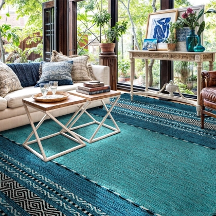 Light aqua blue indian kilim  rug