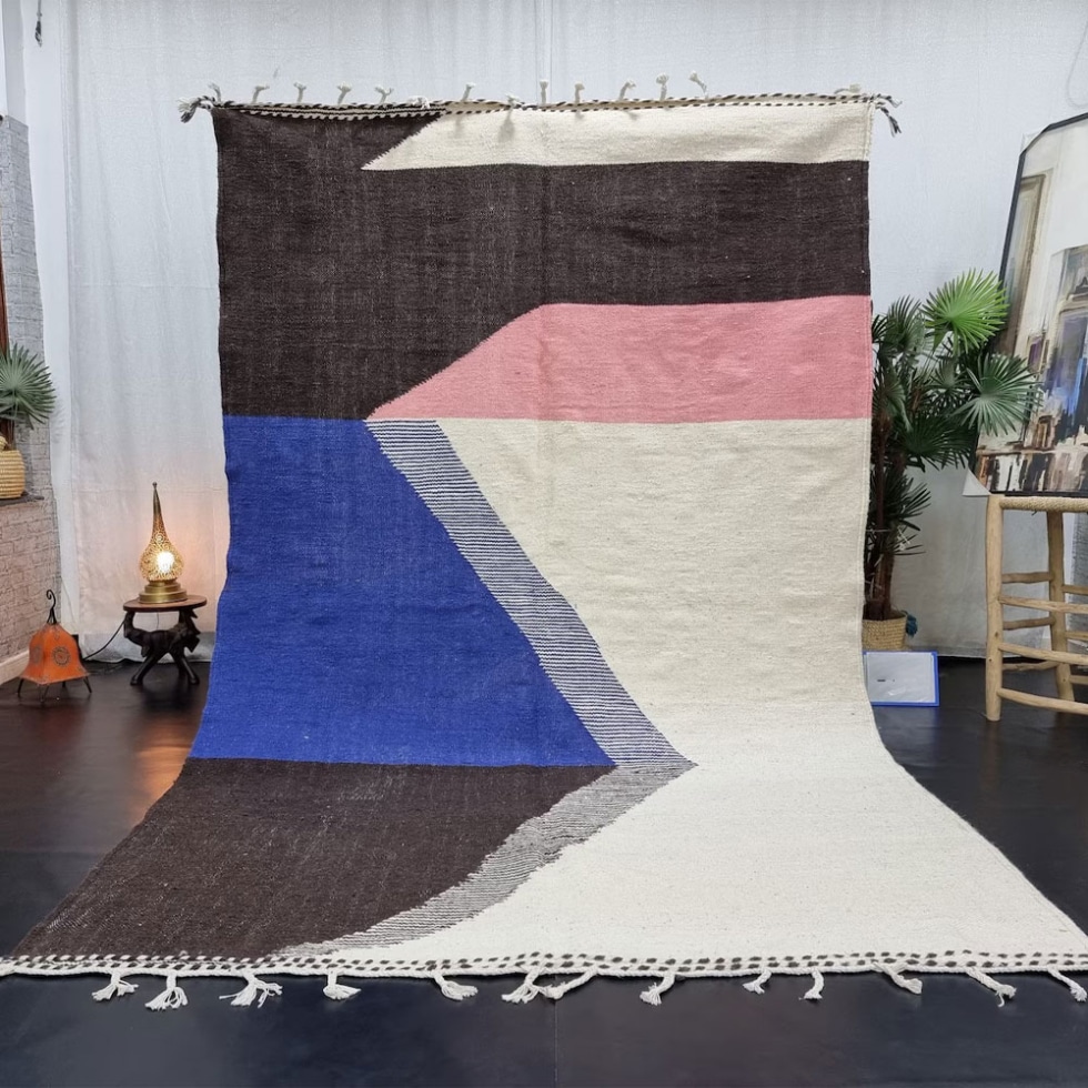 Modern geometric moroccan kilim rug