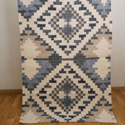 Modern style blue and beige kilim rug