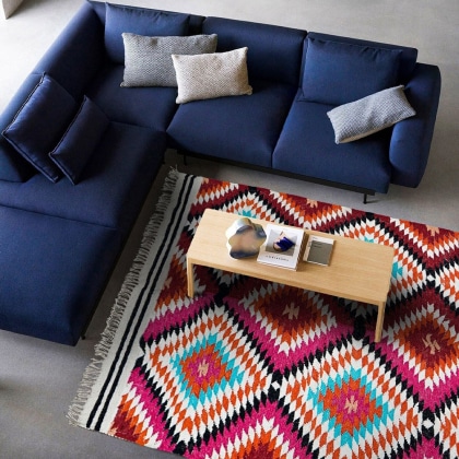 Multi coloured diamond kilim indian rug