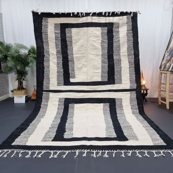 Natural Black and White kilim rug