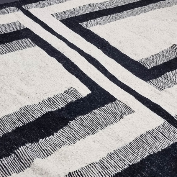 Natural Black and White kilim rug